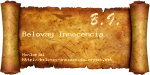 Belovay Innocencia névjegykártya